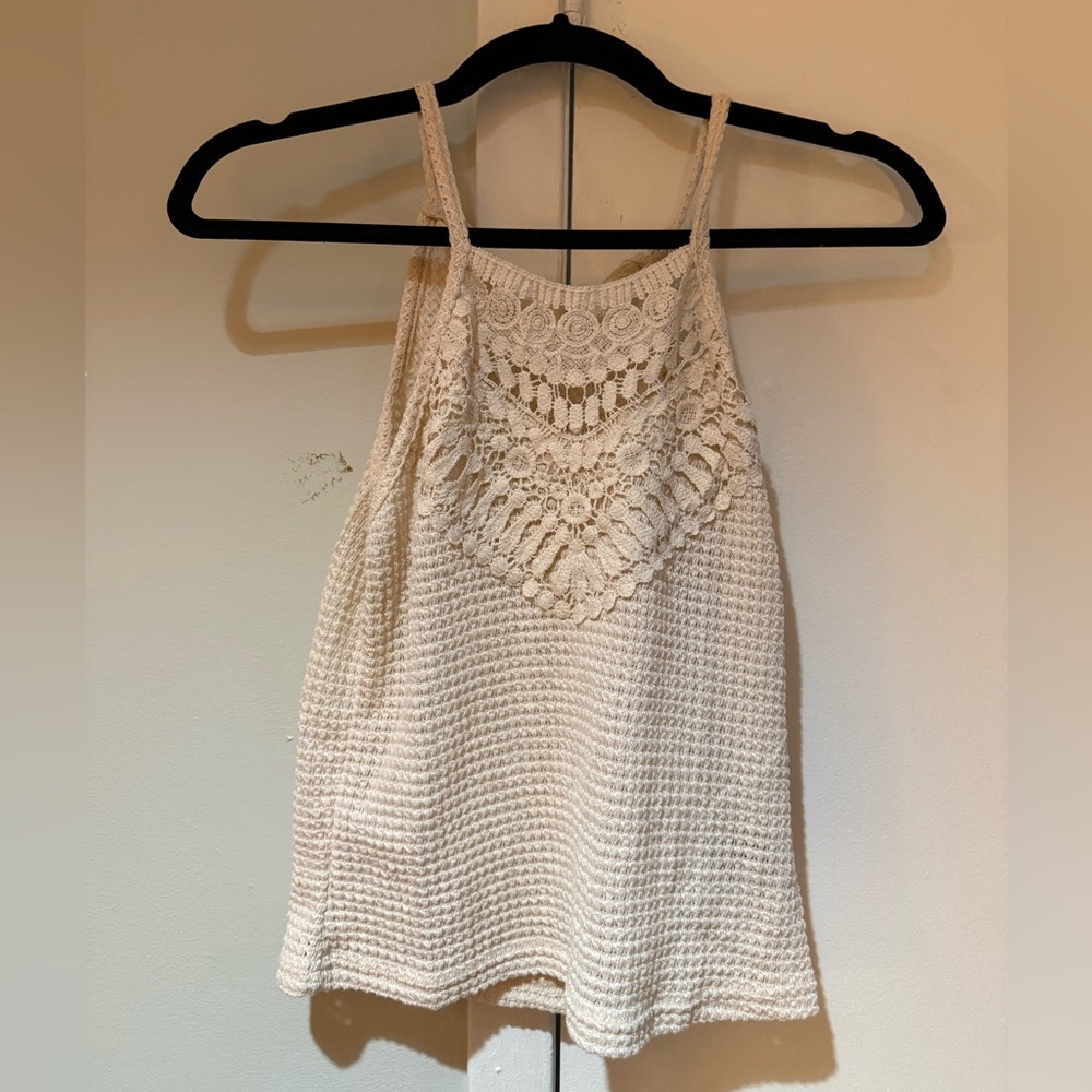 NWOT Cream Cropped Embellished Camisole